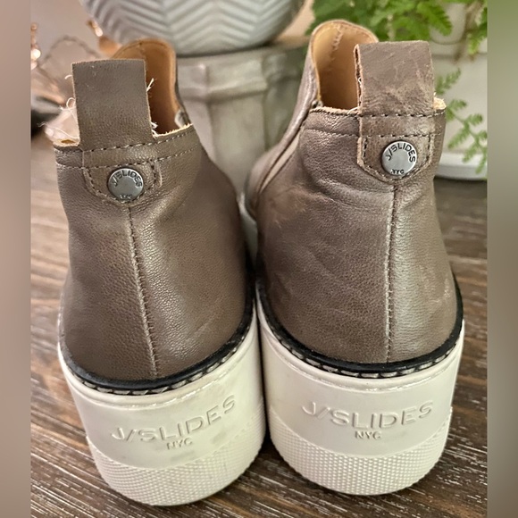 J/Slides Mika Women’s 6.5 Platform Leather Slip On Sneaker Boot Bronze / Brown - Picture 6 of 10